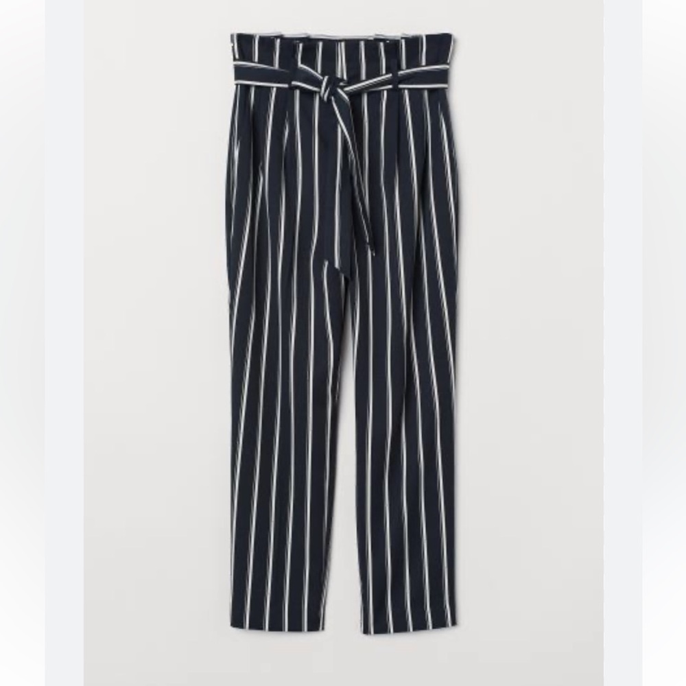 H&M stripped paper bag pants